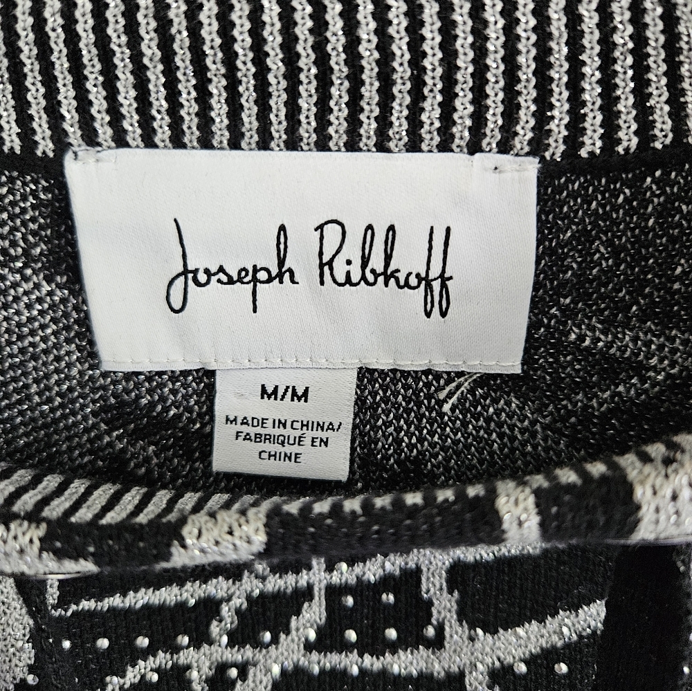 Joseph Ribkoff silver metallic jacquard sweater - Picture 4 of 8